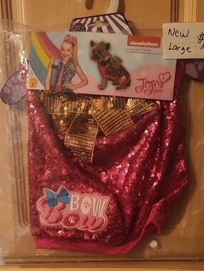 Nickelodeon JoJo Siwa Hot Pink Sequin Dog Outfit with Gold Bow Accent